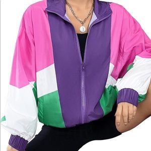 90s color-block zip windbreaker jacket